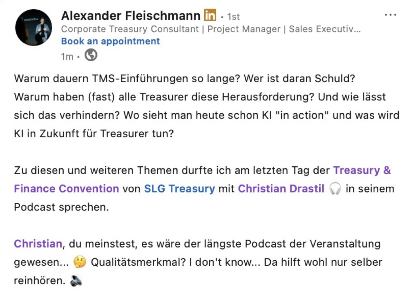 bezogen auf https://audio-cd.at/page/podcast/7851 Alexander Fleischmann