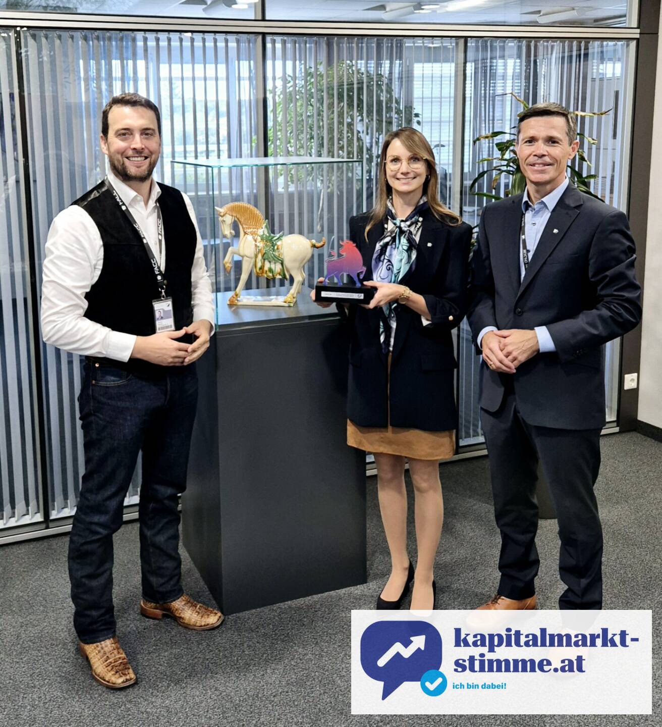 Florian Heindl, Tanja Maisenberger und Michael Steirer mit dem CD SES Award for Shareholder Excellence Secondary Market für die FACC