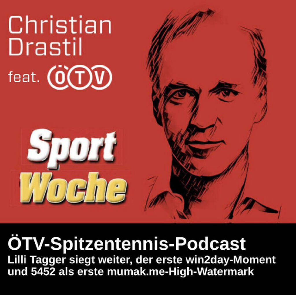https://open.spotify.com/episode/3e1i8apbcONybMR8GJPZEn
SportWoche ÖTV-Spitzentennis Podcast: Lilli Tagger steigt weiter auf, die Zahl 5452 und der erste win2day-Moment in diesem Podcast - <p>Presented by mumak.me und (neu) win2day geht es nach den Australian Open wieder fix wöchentlich weiter. Und es war durchaus eine erfolgreiche Phase. Anastasia Potapova holt den ersten win2day-Moment, die erste mumak-me-High-Watermark liegt bei 5452. Und Lilli Tagger siegt ohne Satzverlust beim ITF-W100-Events in Fujairah, was auch Veränderungen in unseren kumulierten WTA/ATP-Ö-Top10 bringt. Mehrzahl deshalb, weil nicht nur Lilli Tagger aufgestiegen ist. <br>
<br>
SportWoche ÖTV-Ö Top10: Anastasia Potapova, Julia Grabher, Sinja Kraus und Lili Tagger bei den Damen sowie Filip Misolic, Sebastian Ofner, Lukas Neumayer, Jurij Rodionov, Joel Schwärzler und Sandro Kopp bei den Herren sind WTA/ATP-übergreifend die Top10 aktuell. In welcher Reihenfolge, das wird im Podcast verraten.<br>
<br>
<a href=https://mumak.me target=_blank>https://mumak.me</a><br>
<a href=https://www.win2day.at target=_blank>https://www.win2day.at</a><br>
<br>
<a href=http://www.sportgeschichte.at/oetv target=_blank>http://www.sportgeschichte.at/oetv</a><br>
Inside In, der ÖTV-Podcast: <a href=https://open.spotify.com/show/7KNsgeD8XyXTsAgCFKfI7Y target=_blank>https://open.spotify.com/show/7KNsgeD8XyXTsAgCFKfI7Y</a> <br>
<a href=https://www.oetv.at target=_blank>https://www.oetv.at</a><br>
Quelle Rankings: Live-Rankings von live-tennis.eu<br>
<br>
Die Marke, Patent, Rechte und das Archiv der SportWoche wurden 2017 von Christian Drastil Comm. erworben, Mehr unter <a href=http://www.sportgeschichte.at target=_blank>http://www.sportgeschichte.at</a> . Der neue SportWoche Podcast ist eingebettet in „ Wiener Börse, Sport, Musik (und mehr)“ auf <a href=http://www.audio-cd.at target=_blank>http://www.audio-cd.at</a>  und erscheint, wie es in Name SportWoche auch drinsteckt, wöchentlich. Bewertungen bei Spotify oder Apple machen mir Freude: <a href=http://www.audio-cd.at/spotify target=_blank>http://www.audio-cd.at/spotify</a> , <a href=http://www.audio-cd.at/apple target=_blank>http://www.audio-cd.at/apple</a> . </p> (01.02.2026) 