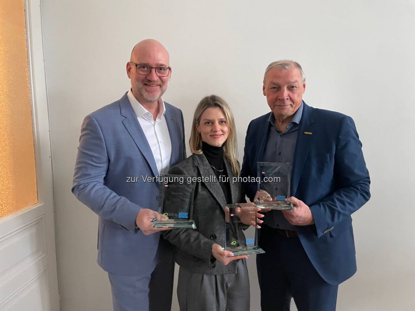 Number One Preistr&auml;ger: Hans Lang (Reploid), Patricia W&ouml;ber (DO & CO), Hannes Roither (Palfinger)