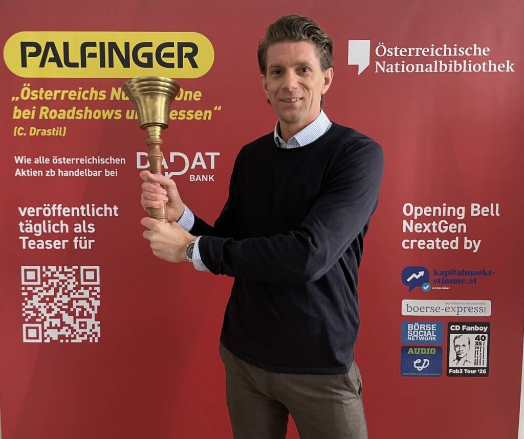 Paul Pichler läutet die Opening Bell für Donnerstag, der Fondsmanager des LLB Aktien Österreich ist in der 1-, 3- und 5-Jahres-Sicht Nr. 1 und hat dafür vor kurzem einen Number One Award bekommen (05.03.2026) 