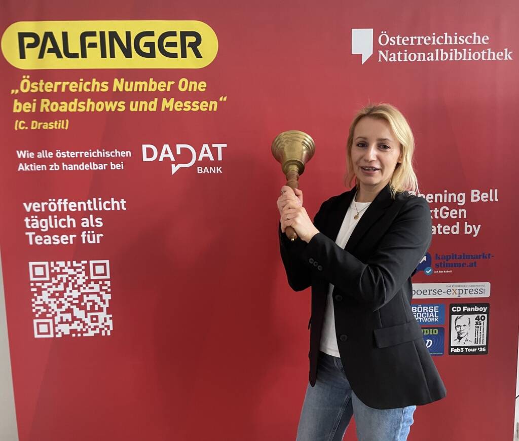 Elisabeth Oberndorfer läutet die Opening Bell für Freitag. Die Medienmacherin hat heute früh ihren wöchentlichen Smart Casual Newsletter verschickt, Anmeldelink newsletter.smartcasual.at (06.03.2026) 