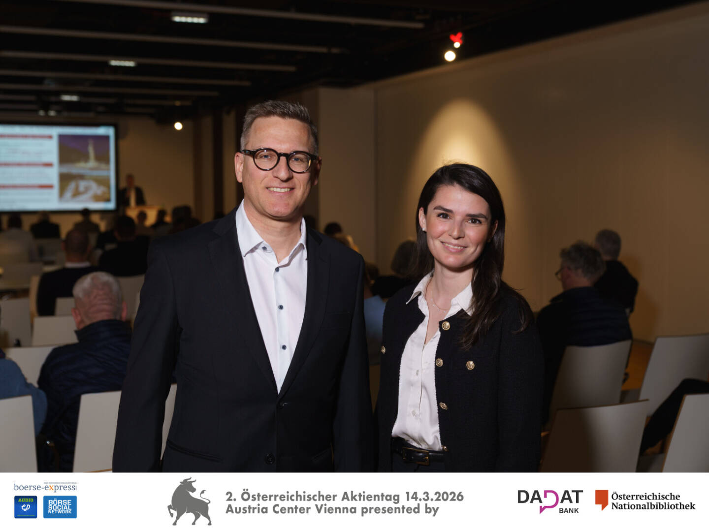 Jan H&auml;upler, CFO oekostrom, Lucia Mayr-Harting IR oekostrom, Bild: Martina Draper f&uuml;r kapitalmarkt-stimme.at