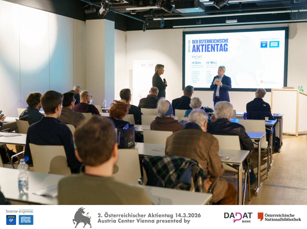 Robert Gillinger (Börse Express), Michael Trcka, CFO WEB Windenergie, Bild: Martina Draper für kapitalmarkt-stimme.at (16.03.2026) 