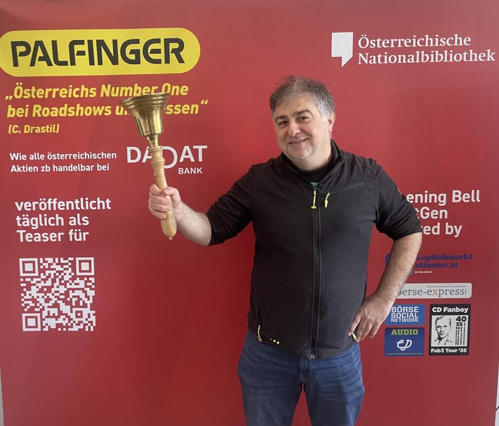 Erich Kocina läutet die Opening Bell für Dienstag. Der Chef vom Dienst der Tageszeitung Presse beendet damit auch die Season 2 der neuen Opening Bell Welle. Morgen geht die Season 3 in ganz besonderem Tageszeitungszusammenhang los ... (05.05.2026) 
