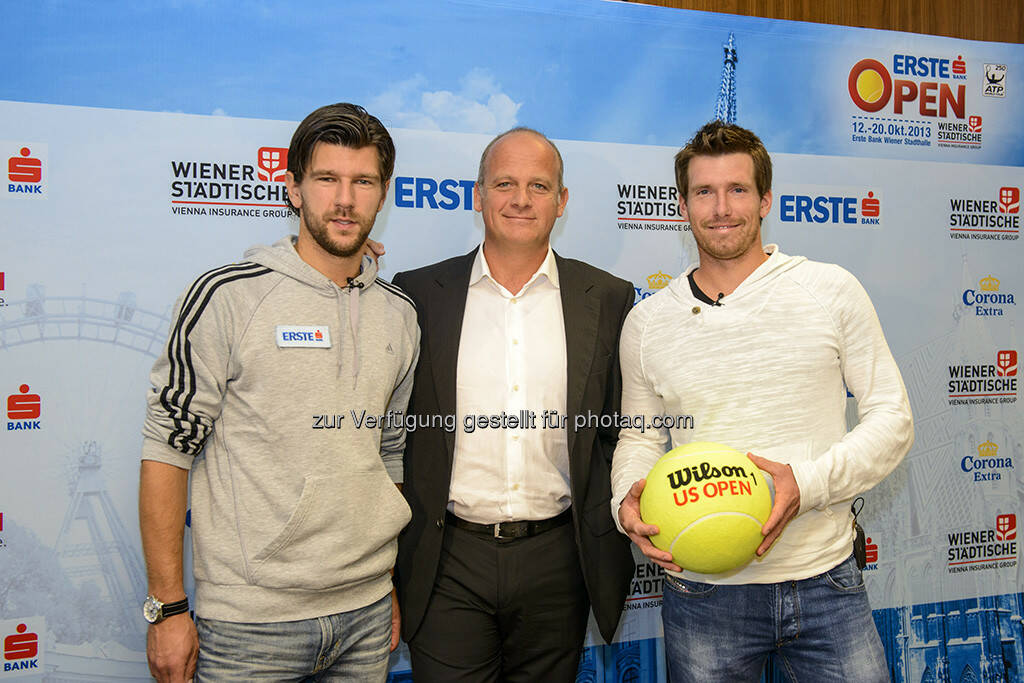 Jürgen Melzer, Mag. Herwig Straka, Alexander Peya - auf der PK zum Erste Bank Open 2013 vom 12. bis 20. Oktober (Foto: Bildagentur Zolles KG/Leo Hagen) (17.09.2013) 