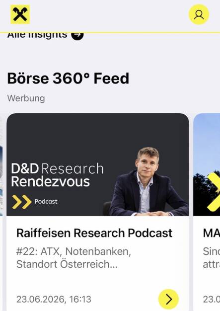 D&D Research Rendezvous Deuber/Drastil auf der Börse 360 Grad App von Raiffeisen (25.06.2026) 
