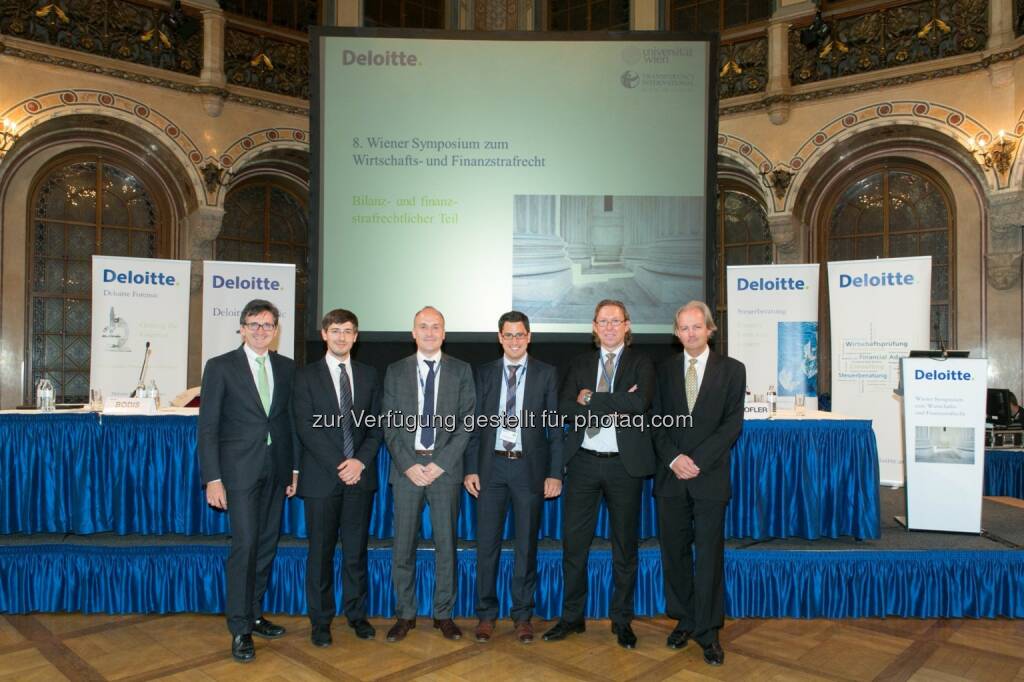 8. Wiener Symposium zum Wirtschafts- und Finanzstrafrecht: Bernhard Gröhs, LL.M., Deloitte Österreich, Andrei Bodis, Bundesministerium für Finanzen, Alexander Lang, Partner Deloitte Österreich,Christian Wilplinger, Senior Manager Deloitte Österreich, Stephan Kaufmann, First Family Estate Planning, Thomas Lungkofler, First Advisory Group
, © Martina Draper für Deloitte (19.09.2013) 