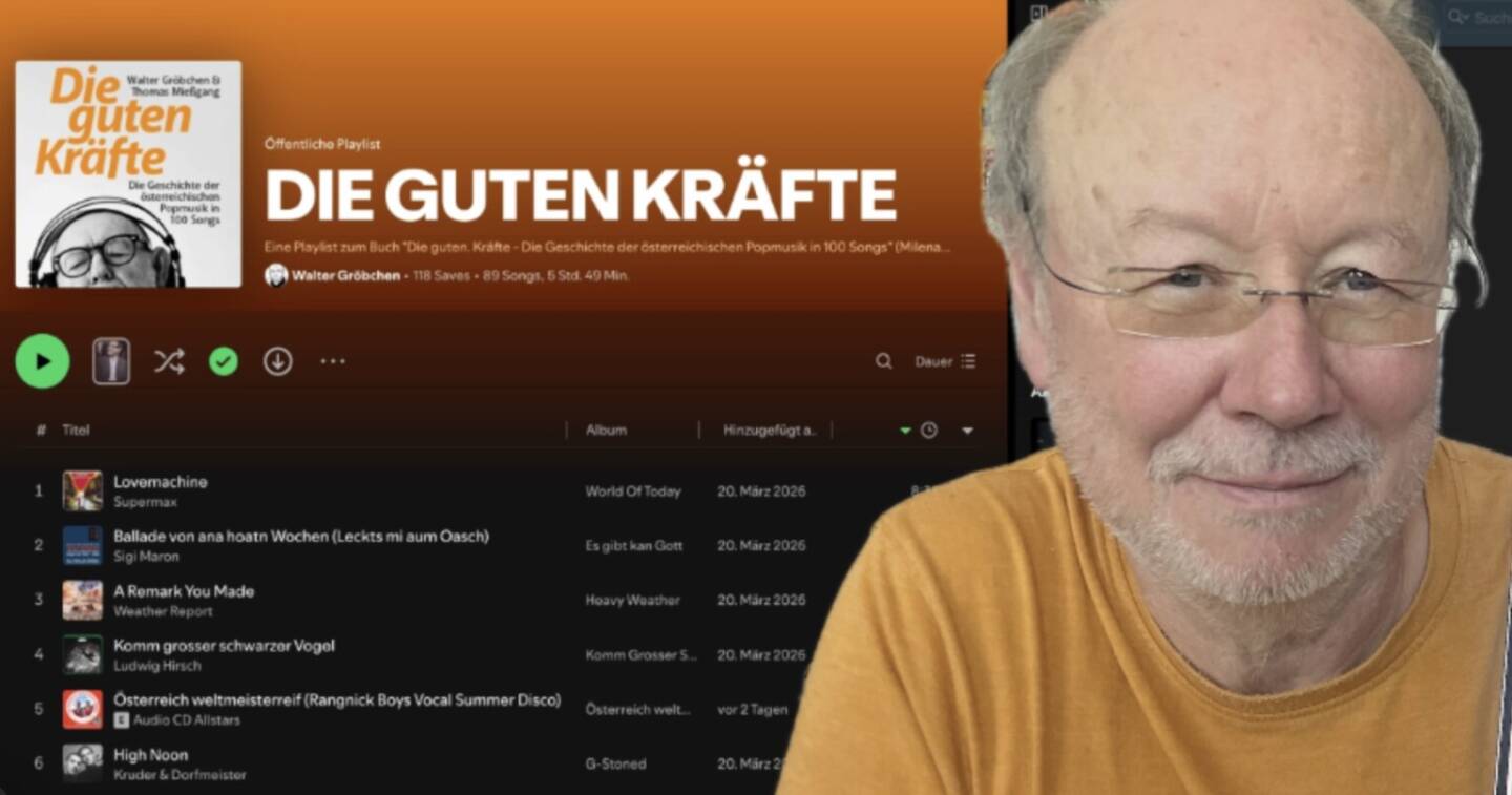 &Ouml;sterreich weltmeisterreif auf der Playlist Die guten Kr&auml;fte zu den 100 besten Popsongs &Ouml;sterreichs  https://open.spotify.com/playlist/0yFvrhcNSwSBCieUvFl8MC