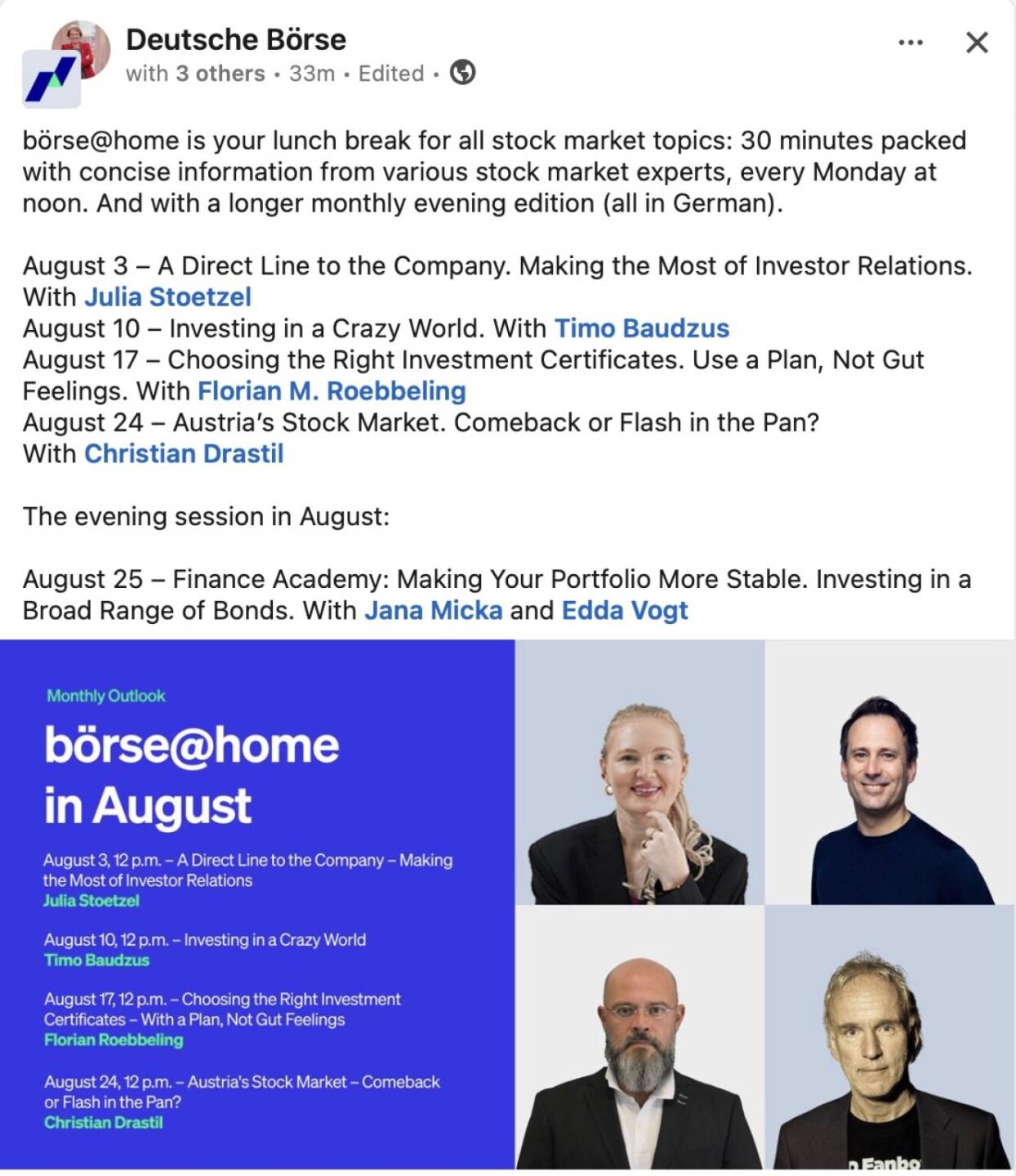 boerse@home am 24.8.: https://streaming.webinargeek.com/oesterreichs-aktienmarkt-comeback-oder-strohfeuer-mit-christian-drastil-314&nbsp;